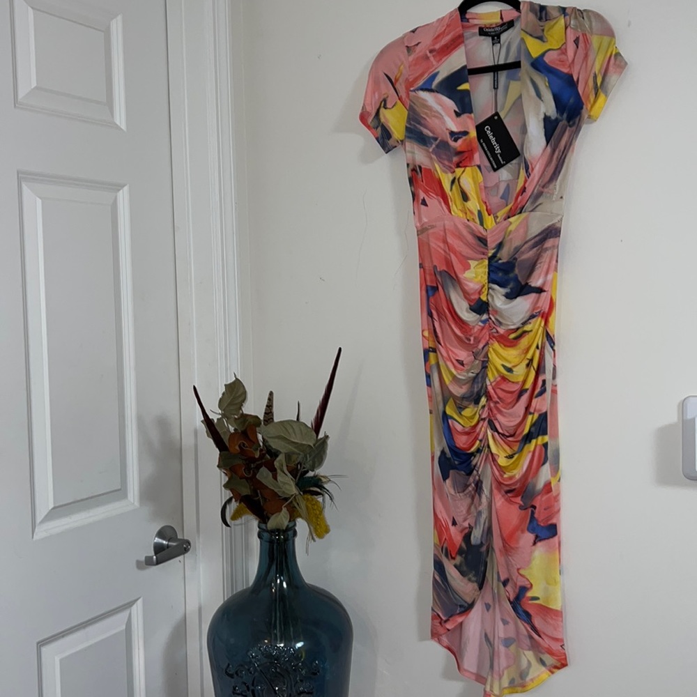 Multicolored ruched dress